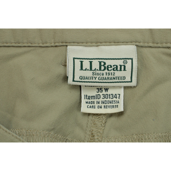 LL Bean Shorts Mens 35W Brown Chino Flat Front Nylon Stretch Performance - Picture 3 of 6